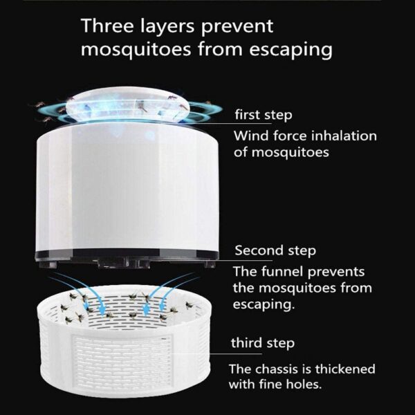 جهاز قاتل الناموس الكهربائي بمصباح يو إس بي للأشعة فوق البنفسجية - أبيض Mosquito Killer Light - Image 5