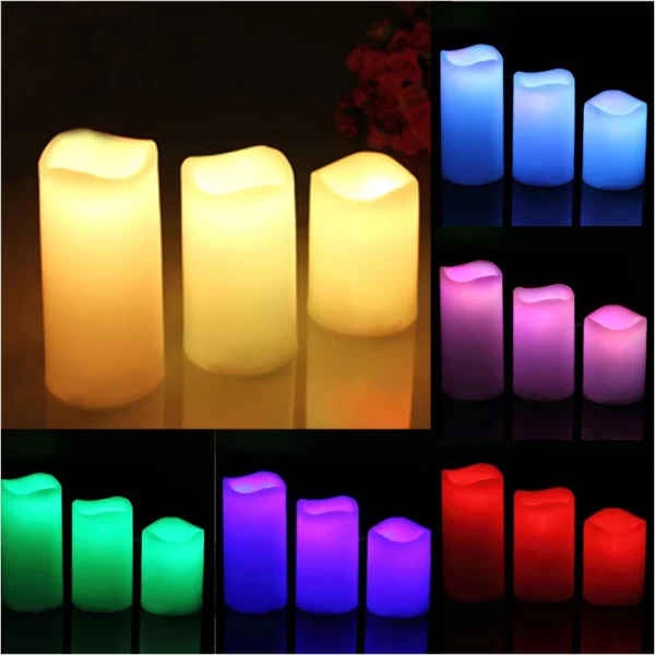 شموع بدون لهب بالريموت 3 قطع 12 لون مختلف - Led Candle With Remote Control 3 Pcs - Image 7