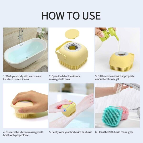 فرشاة استحمام سيليكون مع موزع صابون 2×1 Shower Brush With A Soap Dispenser - Image 11