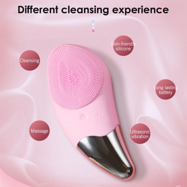 فرشاة تنظيف الوجه 2 في 1Silicone Ultrasonic Facial Cleanser Brush - Image 2