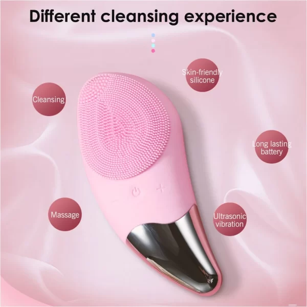 فرشاة تنظيف الوجه 2 في 1Silicone Ultrasonic Facial Cleanser Brush - Image 5