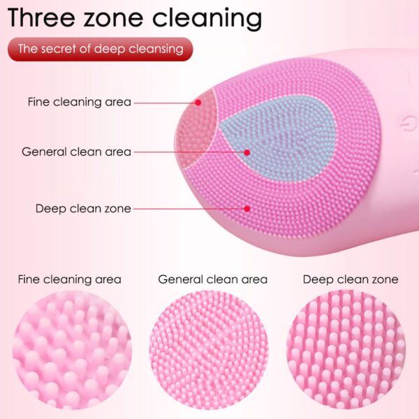 فرشاة تنظيف الوجه 2 في 1Silicone Ultrasonic Facial Cleanser Brush - Image 3