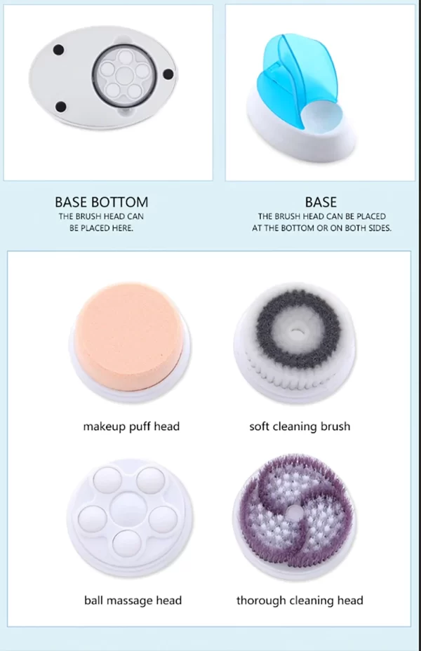 فرشاة تنظيف الوجه الكهربائية والمساج 4 في1 Facial Cleaning Brush - Image 10
