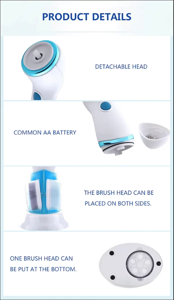 فرشاة تنظيف الوجه الكهربائية والمساج 4 في1 Facial Cleaning Brush - Image 9
