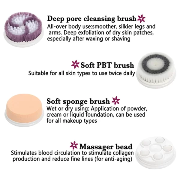 فرشاة تنظيف الوجه الكهربائية والمساج 4 في1 Facial Cleaning Brush - Image 8