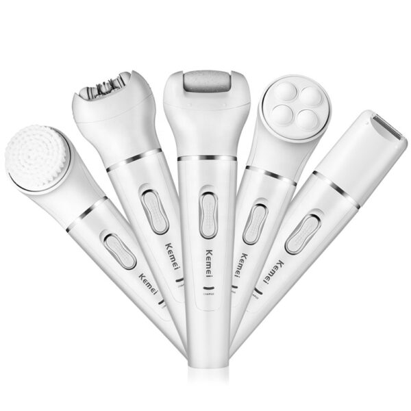 Kemei KM-2199 5 in 1 - ماكينة ازالة الشعر للسيدات 5 في 1 إزالة شعر الجسم والوجه والمناطق الحساسة مع المساج وتقشير لجلد الرجل الميت - Image 3