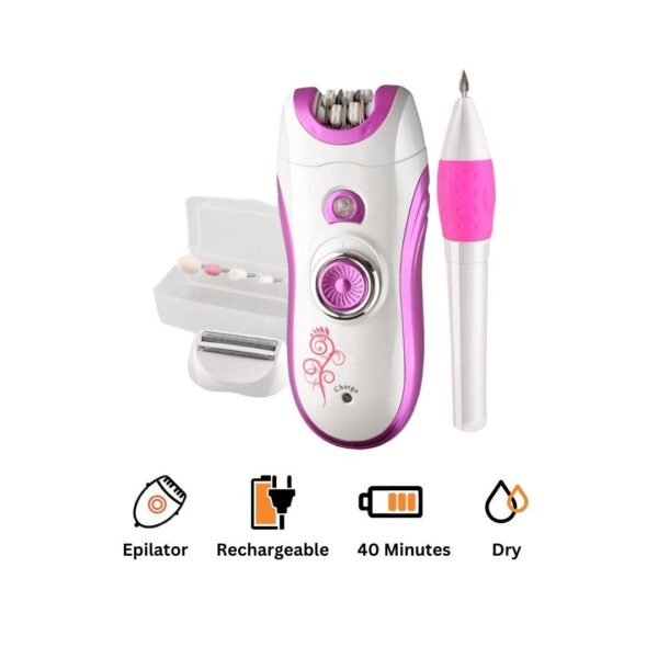 ماكينة حلاقة كهربائية للنساء كيمي KM-3026 قابلة للشحن USB لازالة شعر الوجه والجسم - Image 3
