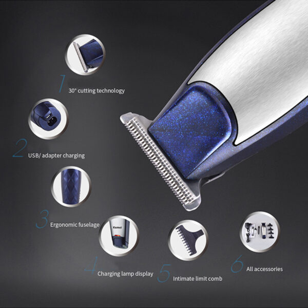 ماكينة حلاقة كيمي للشعر والذقن - Kemei Km 5021 Wet And Dry Hair Trimmer For Men - Image 6