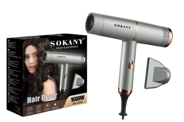 سشوار سوكاني 1600 وات SK-2220 - مجفف شعر سريع وقوي بتقنية تقليل الهيشان