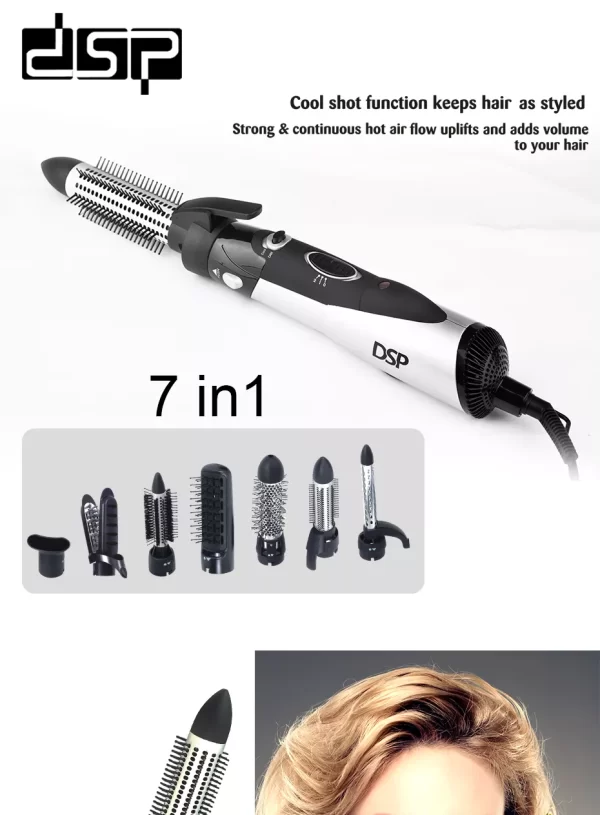مجفف ومصفف الشعر 7 في 1 متعدد الاستخدامات-   Dsp 7in1 Hair Curler Dryer & Style - Image 2