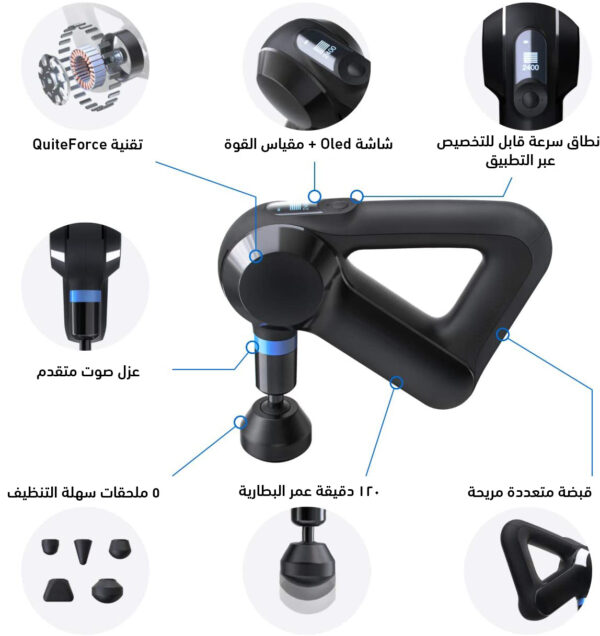 مسدس مساج اصلي متعدد السرعات مزود ب 12 رأس لتقويه العضلات وعلاج الالام - Image 8