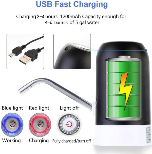 مضخة زجاجات بالبطارية USB electronic water pump - Image 4
