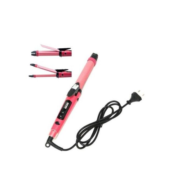2in1 hair straightener مكواه شعر بروفيشنال بينك لفرد وتجعيد الشعر 2 في 1 - Image 3