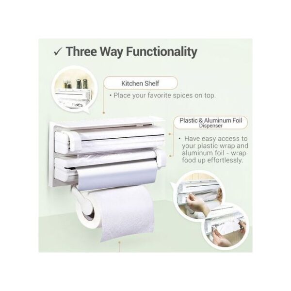 منظم المطبخ الثلاثي لأوراق المناديل Tissue Holder - Image 2