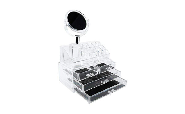 منظم مكياج بمرايا 4 درج - Mirrored makeup organizer - Image 3